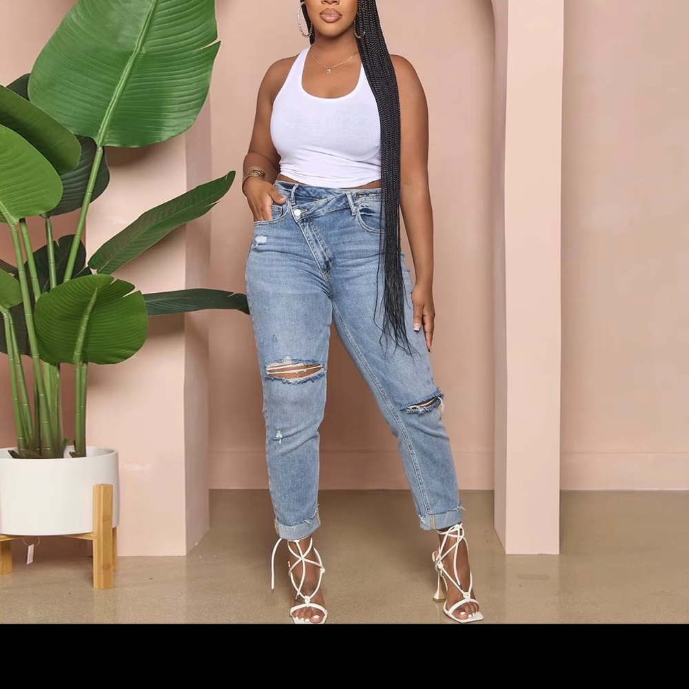 Classic Blue Distressed Women's Jeans